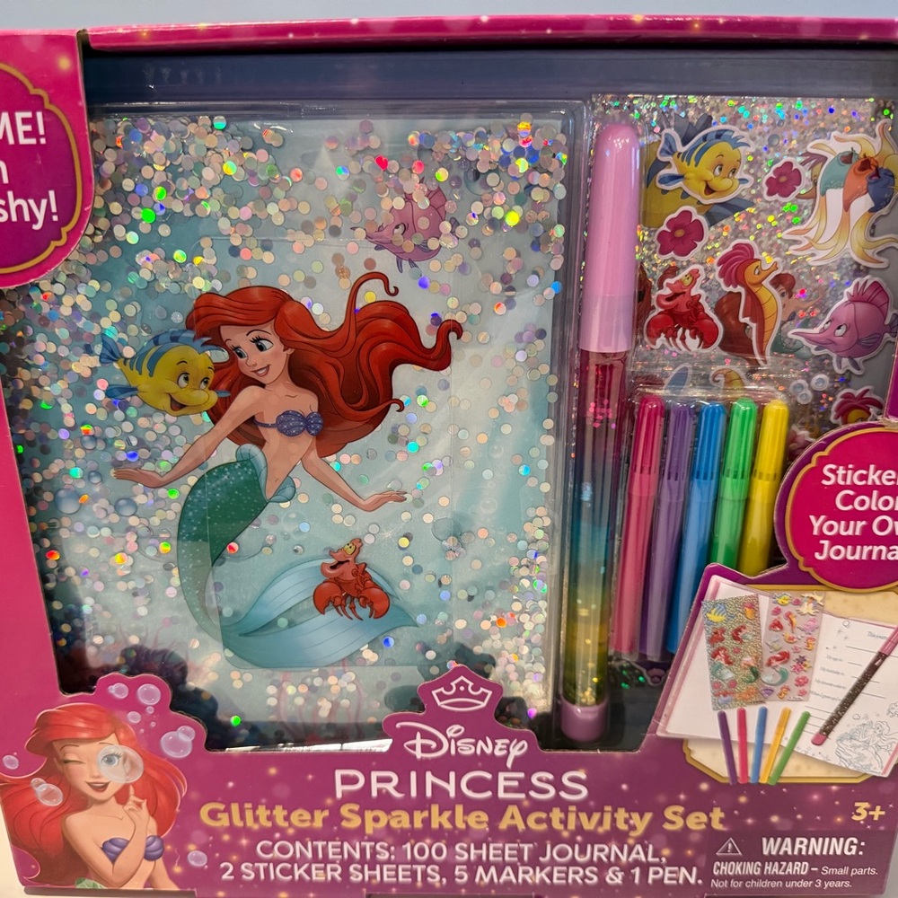 Disney Princess Glitter‎ Sparkle Journal Set - Pink and Purple